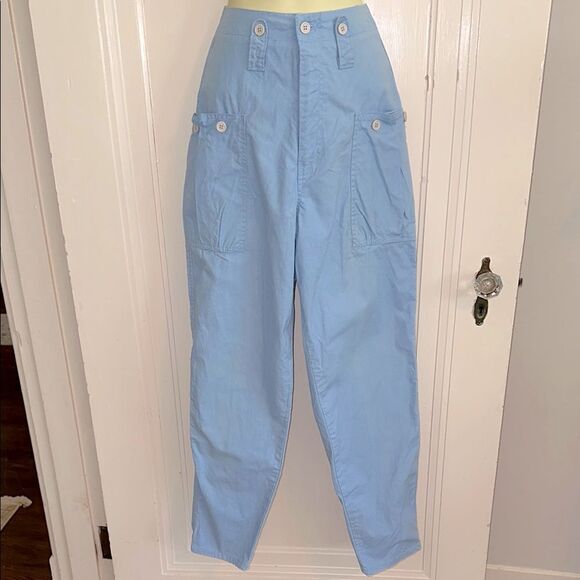 Vintage 70s/80s Jackson Square Light Blue High-Waisted Cotton Pants - Picture 1 of 10